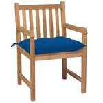 vidaXL Chaises de jardin lot de 4 et coussins bleu Bois de teck solide