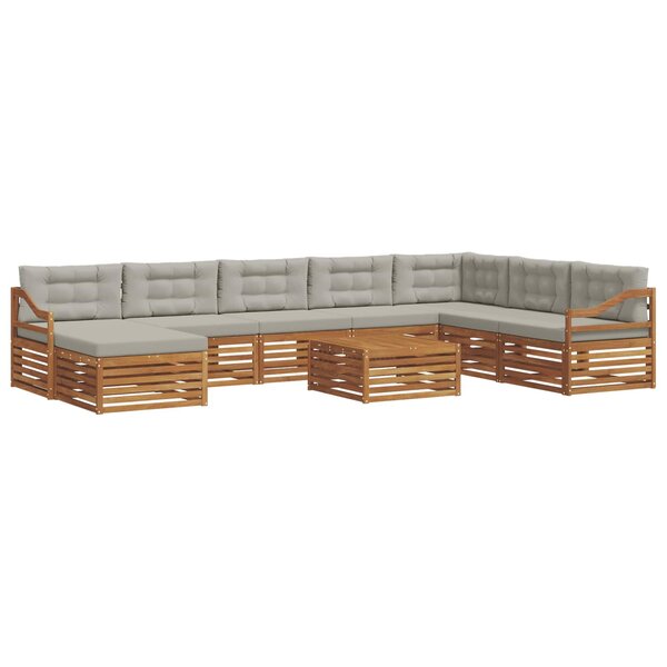 vidaXL Ensemble de canapés d'extérieur 9 Pièces Gris Naturel et Clair