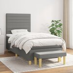 vidaXL Sommier à lattes de lit avec matelas Gris foncé 100x200cm Tissu