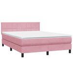 vidaXL Sommier à lattes de lit avec matelas rose 140x210 cm velours