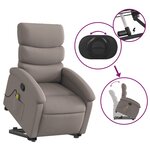vidaXL Fauteuil inclinable de massage Taupe Tissu