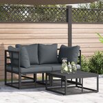 vidaXL Ensemble de canapé de jardin 3 Pièces Noir 70 x 70 x 32 cm