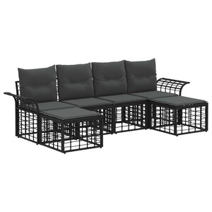 vidaXL Ensemble de canapés d'extérieur 6 Pièces Noir et Gris foncé