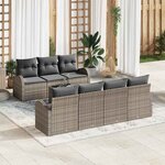 vidaXL Ensemble de canapé de jardin 8 Pièces Gris 55 x 55 x 37 cm