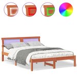 vidaXL Cadre de lit Marron cire 140 x 190 cm Bois massif en pin