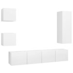 vidaXL Ensemble de meubles TV 5 Pièces Blanc Bois d'ingénierie