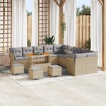 Ensemble de Canapé de Jardin vidaXL de 14 pièces avec coussins en Beige et Rotin