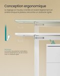 Bureau électrique assis-debout bureau réglable en hauteur 60 x 120 x (72-120) cm 4 hauteurs mémorisables pochette de rangement pour bureau blanc nuage 12_0004580
