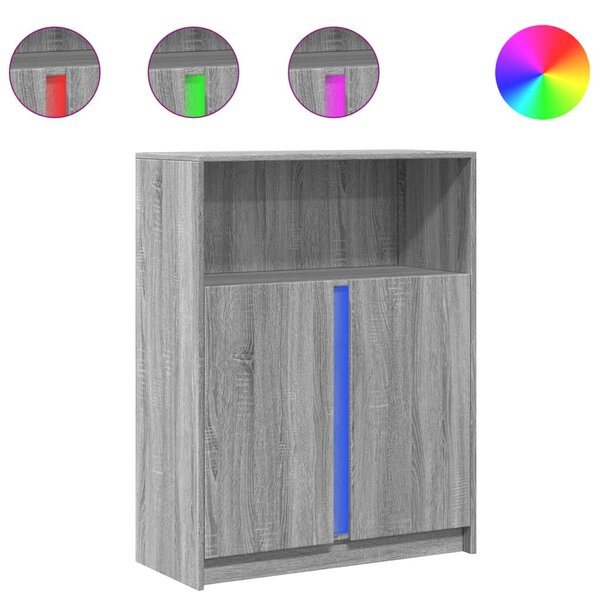 vidaXL Buffet avec LED sonoma gris 77x34x100 cm bois d'ingénierie