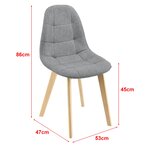 Lot de 2 chaises de salle à manger 86 x 53 x 47 cm gris clair 03_0006735