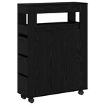 vidaXL Cabinet de Salle de Bain Étroit Sur Roues Chêne Noir Bois d'Ingénierie