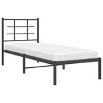 vidaXL Cadre de lit métal sans matelas avec tête de lit noir 75x190 cm