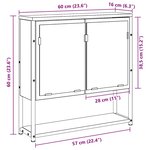 Cabinet de miroir de salle de bain vidaXL en bois vieux 60x16x60 cm en bois reconstitué