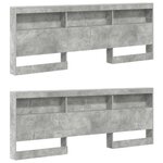 vidaXL Lit Bibliothèque Gris béton 180 x 200 cm Bois d'ingénierie