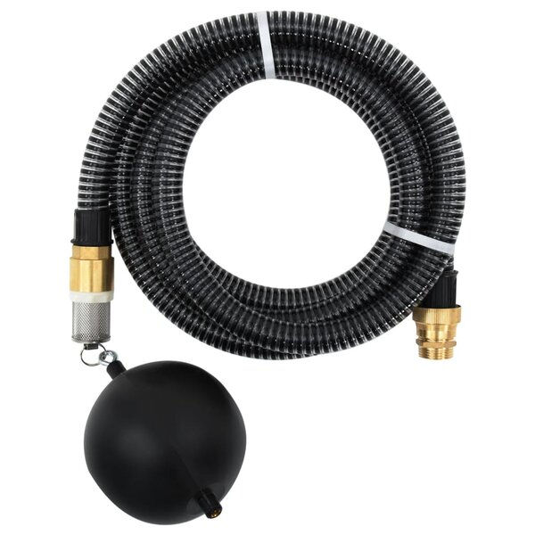 vidaXL Tuyau d'aspiration avec raccords en laiton noir 1 1" 4 m PVC
