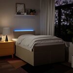 vidaXL Sommier à lattes de lit avec matelas Crème 120x200 cm Tissu