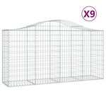 vidaXL Paniers à gabions arqués 9 Pièces 200x50x100/120 cm fer galvanisé