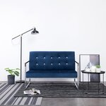 Vidaxl canapé 2 places avec accoudoirs bleu chrome et velours