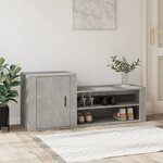 vidaXL Armoire à chaussures Gris béton 130x35x54 cm Bois d'ingénierie