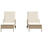 vidaXL Chaises longues avec coussins lot de 2 beige résine tressée