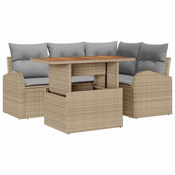 vidaXL Ensemble de canapé de jardin 5 Pièces beige et gris clair