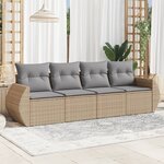 vidaXL Salon de jardin avec coussins 4 Pièces beige résine tressée