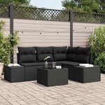 vidaXL Ensemble de canapé de jardin 5 Pièces Noir Poly rotin
