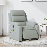 vidaXL Fauteuil inclinable électrique de massage gris clair velours