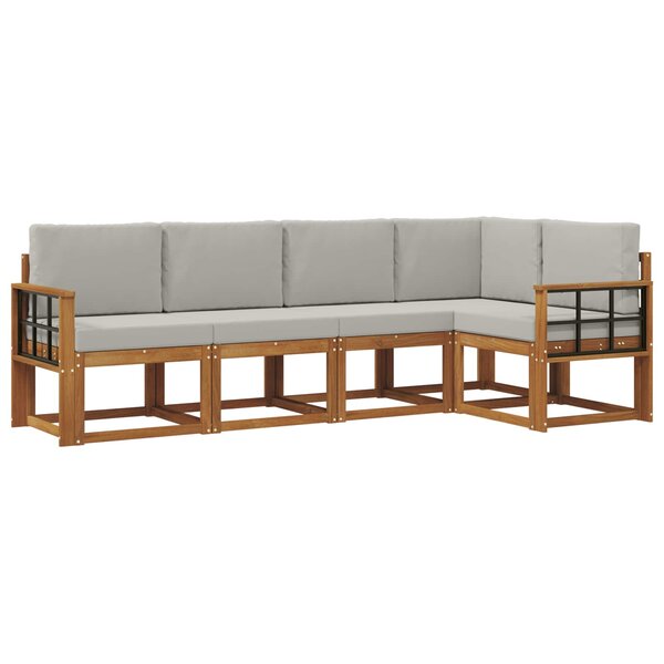 vidaXL Ensemble de canapés d'extérieur 5 pc Gris Naturel et Clair