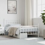 vidaXL Cadre de lit métal sans matelas et pied de lit blanc 107x203 cm