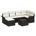 vidaXL Ensemble de canapé de jardin avec coussin 7 Pièces Noir Poly rotin