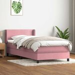 vidaXL Sommier à lattes de lit avec matelas rose 100x220 cm velours
