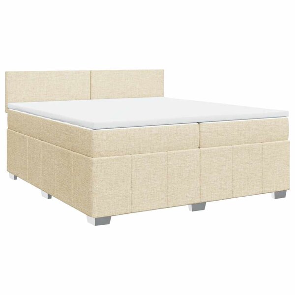 vidaXL Sommier à lattes de lit avec matelas Crème 200x200 cm Tissu