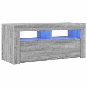 vidaXL Meuble TV avec lumières LED Sonoma gris 90x35x40 cm