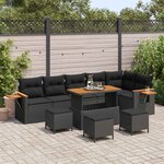 vidaXL Ensemble de canapé de jardin 10 Pièces Noir polyrotin