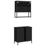 vidaXL Ensemble de meubles salle de bain 2 Pièces noir bois d'ingénierie