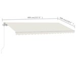 vidaXL Auvent manuel rétractable sur pied 400x300 cm Crème