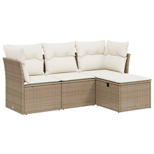vidaXL Salon de jardin avec coussins 4 Pièces beige résine tressée
