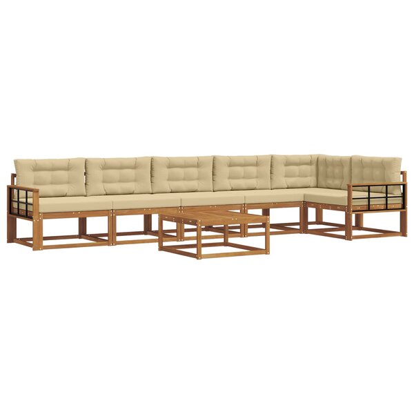 vidaXL Ensemble de canapés d'extérieur 7 Pièces Naturel et Beige
