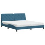 vidaXL Lit avec matelas bleu 180x200 cm velours