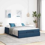 vidaXL Cadre de lit avec stockage Bleu 160 x 200 cm tissu