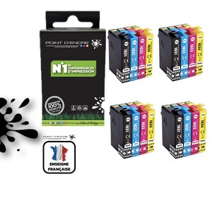 16XL - Stylo Plume - 4 X Pack de 4 Cartouches D'encre Noir/Cyan/Magenta/ Jaune