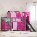 vidaXL Lit mezzanine pour enfants Noir et rose 107 x 200 cm Métал