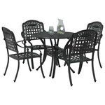 vidaXL Ensemble de salle à manger pour jardin 5 Pièces Noir Aluminium