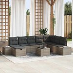 vidaXL Ensemble de canapé de jardin 9 Pièces Gris 55 x 62 x 69 cm