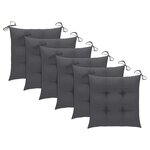 vidaXL Chaises de jardin avec coussins anthracite lot de 6 Bois teck