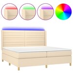 vidaXL Sommier à lattes de lit matelas et LED Crème 200x200 cm Tissu