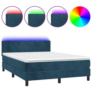 vidaXL Sommier à lattes de lit avec matelas LED Bleu foncé 140x190 cm