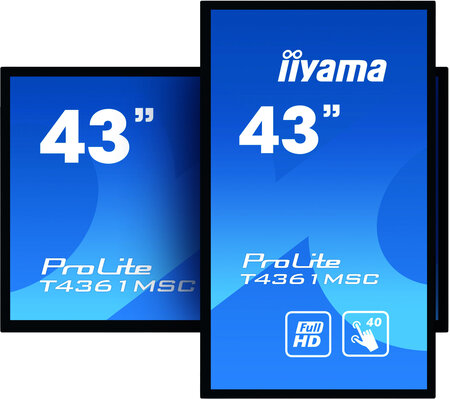Iiyama t4361msc-b1 affichage de messages 109 2 cm (43") led 340 cd/m² full hd noir écran tactile