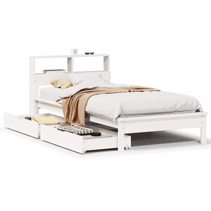 vidaXL Lit bibliothèque sans matelas blanc 75x190cm bois de pin massif